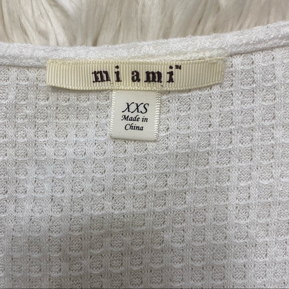 miami | Wrap Front Surplice V Neck Ruffle Cap Sleeve Waffle Knit Blouse - Picture 8 of 12